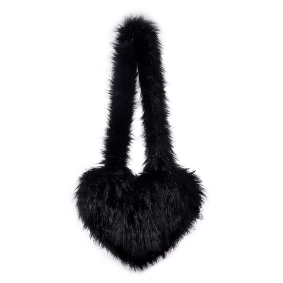 Faux Fur Shoulder Purse Fleece Love Bag Heart Shape Y2K Crossbody Bag O_O - Picture 1 of 7